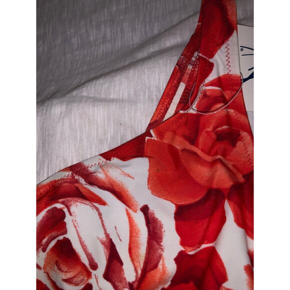 GOTTEX VIEWPOINT White & Red Roses 1 Pc Cut Out Swimsuit Sz 12 NWT - Picture 4 of 8